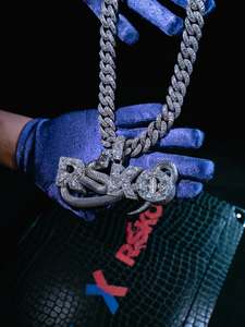 Pahal Jewels <b>Silver</b> Color Iced Out <b>Snake</b> Letter Pendant Necklace Rhinestone Inlaid Cuban <b>Chain</b> Hip Hop Unisex Jewelry Gift - Product Image 2