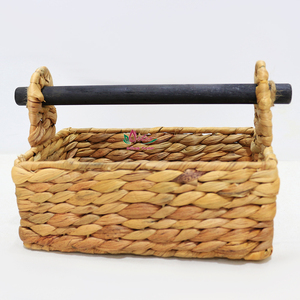 Boîte à mouchoirs en jacinthe d'eau avec poignée en bois noir, nouveau design, vente chaude - Product Image 2