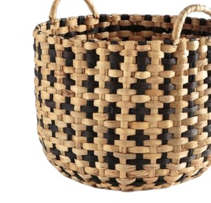 Natural Handcrafted <b>Water</b> <b>Hyacinth</b> <b>Basket</b> Checkered Design Vintage Storage Organizer Portable Laundry Bin Wholesale - Product Image 3