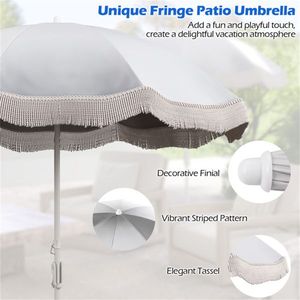 Elegant White 6.5 Foot Outdoor Patio Umbrella & Base Set - Product Image 3