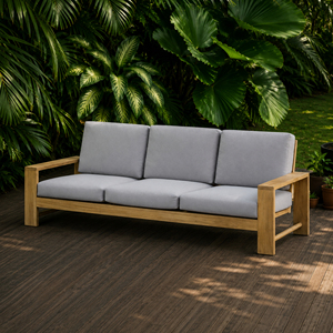 Conjunto de Sofá Moderno de 3 Plazas para Exteriores, en Madera de Teca Sólida Premium, Resistente al Agua y Duradero, Ecológico, para Uso en Villas, Hoteles y Apartamentos - Product Image 1