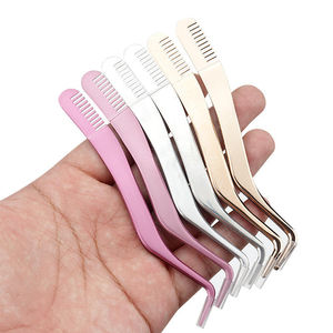 Pince à épiler de luxe faite à la main en acier inoxydable avec peigne à sourcils et cils à pointe fine, outil de maquillage de haute qualité - Product Image 4