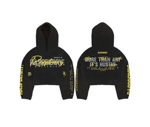 Sudadera con capucha y cremallera extragrande personalizada 2026 para hombre, de algodón, con hombros caídos, estilo streetwear, con cuello bordado de pedrería - Product Image 1