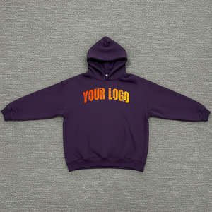 เสื้อฮู้ดดี้ผู้หญิงสีม่วงเข้มคุณภาพสูง เนื้อผ้าระบายอากาศ แขนยาว ทรงหลวมไหล่ตก ไซส์ใหญ่ - Product Image 3