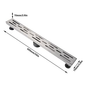 Griglia di copertura rimovibile da 24 pollici filtro per capelli quadrato lineare per doccia scarico a pavimento spazzolato 304 scarichi moderni in acciaio inossidabile - Product Image 1