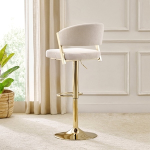 High Back <b>Adjustable</b> PU Leather <b>Bar</b> Chair Brown White Color Counter Height <b>Stool</b> Metal Base Contemporary Design Commercial Use - Product Image 6
