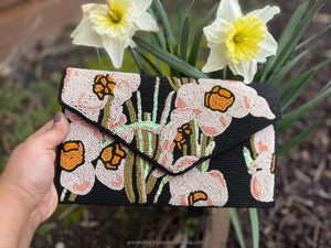 Sac à main en satin doux brodé de fleurs et de perles, fait à la main, de luxe, pour soirée, mariage, fête, sac à main personnalisé à la mode - Product Image 6