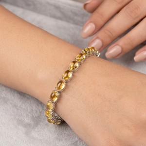Bracelet vintage en argent sterling 925 avec citrine naturelle de qualité AAA |   19,01 grammes |   Bijoux élégants à finition brillante, cadeau pour femme - Product Image 1