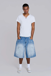 CONX Jean Short Homme Vintage Taille Mi-Haute en Coton 100% de Haute Qualité, Séchage Rapide, Écologique, Style Urbain, Longueur Genou, pour l'Entraînement - Product Image 2