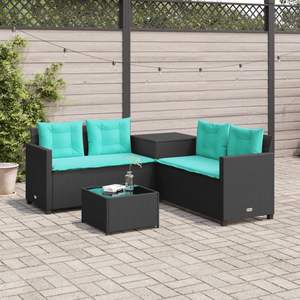 Ensemble de canapés de jardin en rotin d'extérieur avec coussins turquoise pour la décoration de patio, design contemporain, meubles en osier PE résistant aux UV - Product Image 1