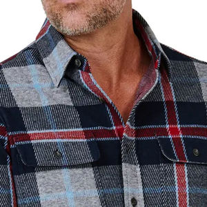 Camisa de Franela Sólida para Hombre, Última Moda, Algodón, Manga Larga, Casual, Invierno, Venta al Por Mayor, OEM, Cuello Alto, Satinado, Cálida - Product Image 3