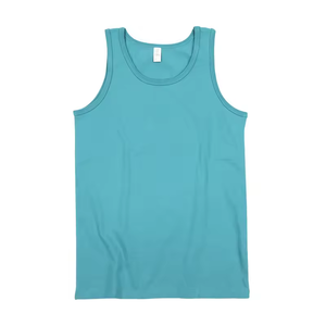 High Quality 100% Cotton <b>Men's</b> Sporty Gym <b>Vest</b> Tank Tops Custom Logo Undershirts Oversized <b>White</b> Vintage Knitted Breathable - Product Image 3