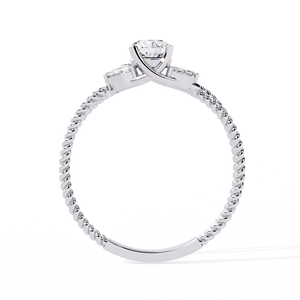 Anillo de Compromiso de Diamantes de Corte Brillante Redondo en Oro Blanco para Mujer con Piedras Laterales Marquise, Certificado GIA, Estilo Clásico - Product Image 4