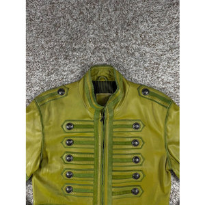 Veste en cuir 100% HAUTE QUALITÉ verte, style gothique punk Napoléon, pour hommes, taille XL, vente en gros d'usine, OEM ODM - Product Image 2