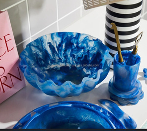 Elegant Wavy Resin <b>Bowl</b> with Smoky <b>White</b> Contrast Premium Matte or Polished Surface, Handcrafted & Available in Various Sizes - Product Image 2