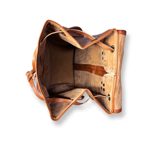 Genuine Goat <b>Leather</b> <b>Laptop</b> <b>Backpack</b> Business Handmade <b>Leather</b> Bag with Canvas Lining Shoulder Strap for Outdoor Travelling - Product Image 2