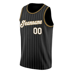 Camiseta de Baloncesto Personalizada de los Golden State, Negra con Rayas Finas, sin Mangas, Impresión por Transferencia de Calor, Unisex, para Adultos - Product Image 2
