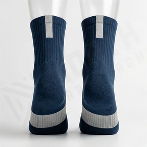 Athletic Crew <b>Socks</b> Solid Navy Blue Breathable Knitted for <b>Running</b> Adults Summer Sport Wear - Product Image 2