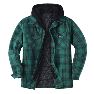 Wholesale <b>Mens</b> High Quality <b>Checkered</b> Flannel Shirt With Hood Casual Winter - Product Image 4