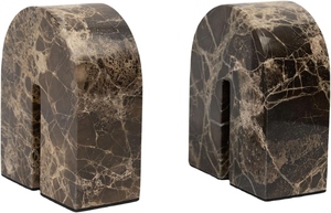 Brown marble bookends heavy books holder stone book ends heavy duty bookend decorative shelf decor arch bookends wholesale - Product Image 4