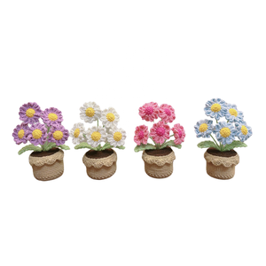 2025 tendance chaude à la main Crochet tricot marguerite pot de fleurs décor à la maison anniversaires cadeau fleur artificielle tricot fleur Crochet - Product Image 1