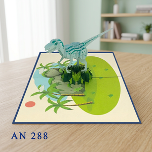 Carte de vœux 3D pop-up dinosaure Rapace, design personnalisé, vente en gros, cadeau artisanal Hanoï, décoration intérieure en papier, couleur et logo personnalisables - Product Image 5