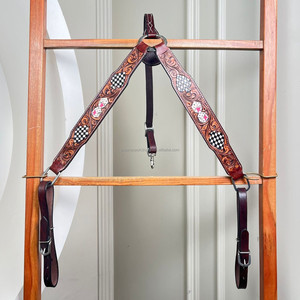 Wholesale Customized Western Saddle Breast Collar Hand Tooled Leather Lead Rope with Horse <b>Head</b> Unique Horse <b>Training</b> Equipment - Product Image 3