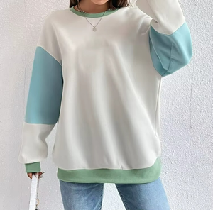 Women's Cotton Pullover Loose Fit Long Sleeve Color Block Sweatshirt Streetwear Style Printed Contrast Autumn Winter - Product Image 1