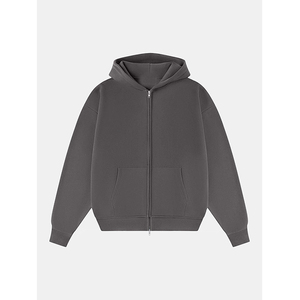 Oversized 100% Cotton Heavyweight Boxy Zip up <b>Hoodie</b> Cropped <b>Hoodie</b> <b>for</b> <b>Men</b> Streetwear Boxy Fit <b>Hoodie</b> with Zipper - Product Image 4
