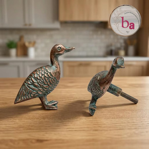 Beads Art ABK 73 Blue <b>Copper</b> Duck Shape Distress <b>Knob</b> Eco-Friendly Furniture Handle for Drawer Dresser Modern Design Easy - Product Image 1