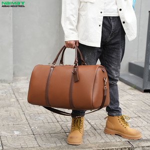 Sac de voyage en cuir PU marron grande capacité pour hommes et femmes, utilisation en extérieur toutes saisons, imperméable - Product Image 4