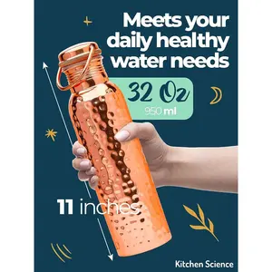 Botella de Agua de Cobre Puro de Alta Calidad para Gimnasio, Yoga y Ejercicio, Botella de Agua de Cobre Puro de la India - Product Image 3