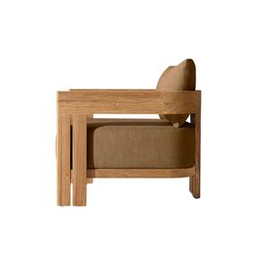 Canapé de jardin en teck massif, fauteuil de salon extérieur rembourré en tissu pour villa, hôtel, cour - Product Image 2