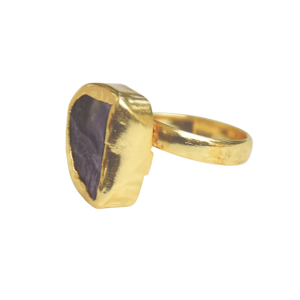 Bague en améthyste à pierre unique Laxmi Jewellers, plaquée or 18 carats, style vintage, taille ajustable, bijoux pour femmes à porter au quotidien - Product Image 3