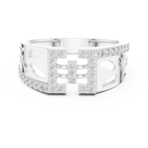 Bague de luxe en alliage de moissanite de style géométrique en H |   Bague de créateur plaquée or blanc pour homme - Product Image 1