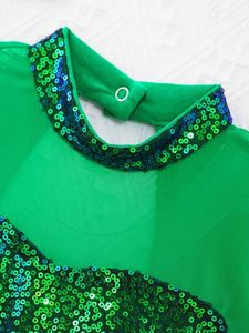 Ensemble de danse latine Cha Cha pour filles de 4 à 14 ans, hauts courts et jupe pour la danse moderne, la rumba, le patinage, la scène, la compétition - Product Image 3