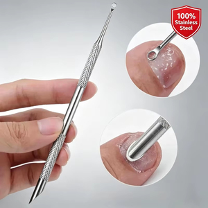 Double ended Stainless Steel Cuticle Pusher Circle Beveled Head <b>Nail</b> Remover Anti‑Slip Grip for Manicure 14cm <b>Nail</b> <b>Tool</b> - Product Image 2