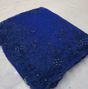 Sari de Viscosa Bordado Reversible y Sin Arrugas KV (Azul) para Fiestas y Eventos - Product Image 2