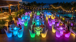 Ensemble <span class=keywords><strong>de</strong></span> meubles LED 1 table et <span class=keywords><strong>4</strong></span> <span class=keywords><strong>chaises</strong></span>, mobilier <span class=keywords><strong>de</strong></span> salon lumineux commercial, table et sièges lumineux RGB pour événements, fêtes, mariages, extérieur - Product Image 5