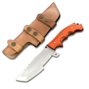 Couteaux de chasse faits à la main en acier carbone avec manche en bois et étui en cuir pour la chasse, le camping et les activités de plein air - Product Image 5