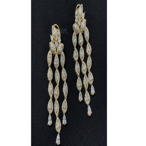 Glamorous Premium Quality Brass Silver Plated Moissanite Trendy Stud Earrings for Women <b>Girls</b> Party Wear Collection - Product Image 1