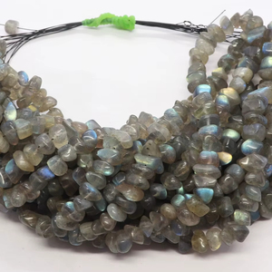 Perles de Labradorite lisse en forme de pépites AAA, 7-8 MM, perles de pierres précieuses de Labradorite polies, 16 pouces, perles de Labradorite naturelle lisses - Product Image 1