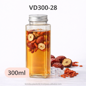 ขวดเครื่องดื่มพลาสติก PET ทรงเหลี่ยม ขนาด 300 มล. พร้อมฝาเกลียว 55 มม. 16 ออนซ์ สำหรับเครื่องดื่มอัดลม น้ำผลไม้ กาแฟ บรรจุภัณฑ์สำหรับส่งออก ขายส่ง - Product Image 4