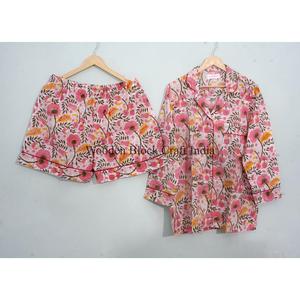 Conjunto de Pijama de Verano para Mujer, Transpirable, 100% Algodón, Manga Corta, Estampado Floral, Camiseta de Dormir Suave de Secado Rápido, Lavable a Máquina - Product Image 6