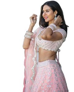 Miroir de famille indien, broderie miroir en feuille lourde, travail du dernier cri, tendance, Lehenga Choli, prix de gros pour femmes, vêtements de fête de mariage - Product Image 1