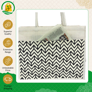 กระเป๋าช้อปปิ้งผ้ากระสอบพิมพ์ลายไหมพรมลายเรขาคณิตภายนอกแบบนุ่มสบายพร้อมหูหิ้วและกระเป๋าเสริมด้านนอก ดีไซน์หรูหรา เป็นมิตรกับสิ่งแวดล้อม - Product Image 6