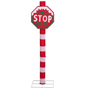 ป้ายหยุดรถซานต้าพร้อมไฟ LED สีขาว 70 ดวง ป้าย STOP ประดับไฟ ตกแต่งสวนคริสต์มาส ป้ายตั้งพื้นสำหรับตกแต่งถนนคริสต์มาสกลางแจ้ง - Product Image 1