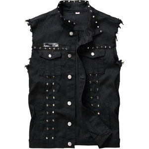 Gilet en jean sans manches pour homme, style punk gothique, avec rivets, best-seller 2026 - Product Image 1