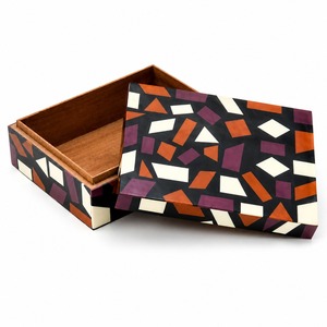 Boîte à bijoux carrée de luxe moderne en bois artisanal avec incrustation de os naturel, écologique, capacité 0-1L pour collier, bracelet, bague - Product Image 5