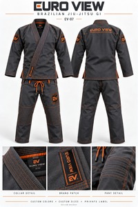 Kimono de Jiu Jitsu Euro View Negro para Adultos Unisex, Conjunto de Gi 100% Algodón, Ligero y Duradero, Uniforme de Artes Marciales de Grappling - Product Image 4